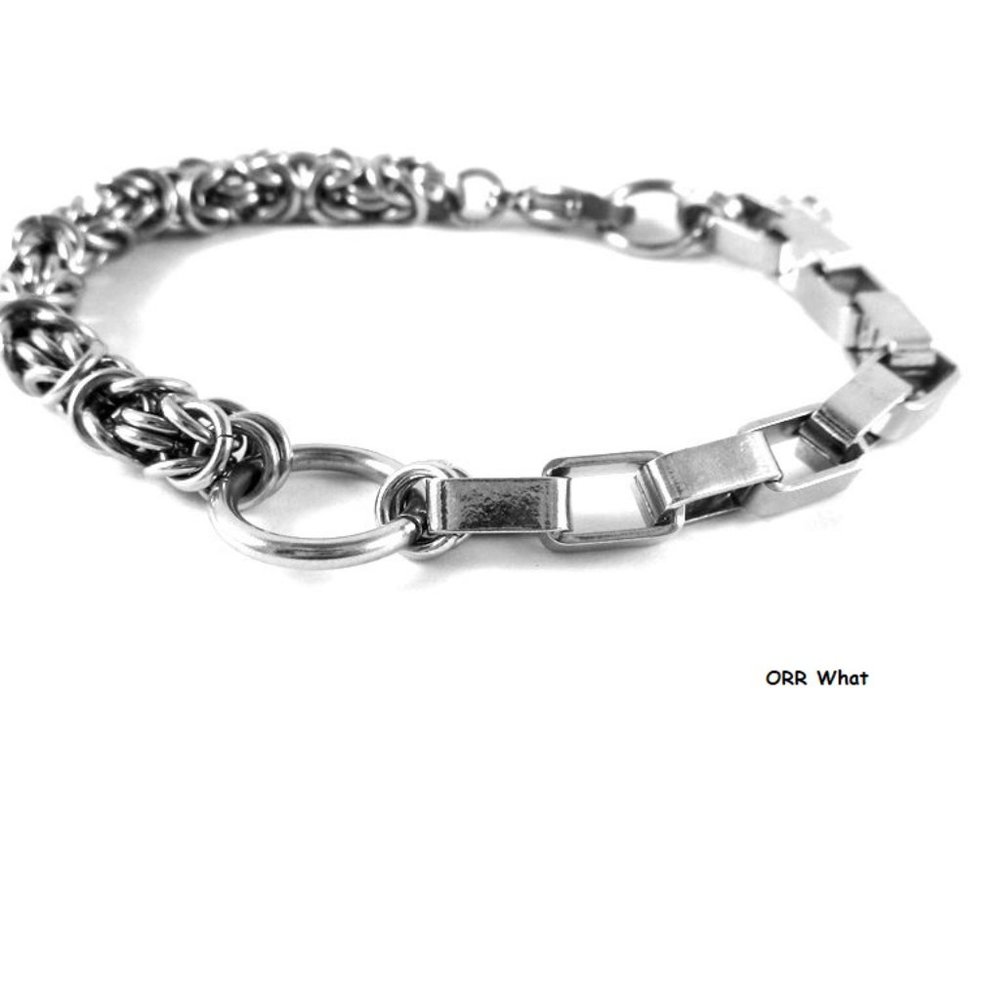 Chain Link O-Ring Bracelet Maille Unisex Byzantine Steel Unisex Jewelry Gift